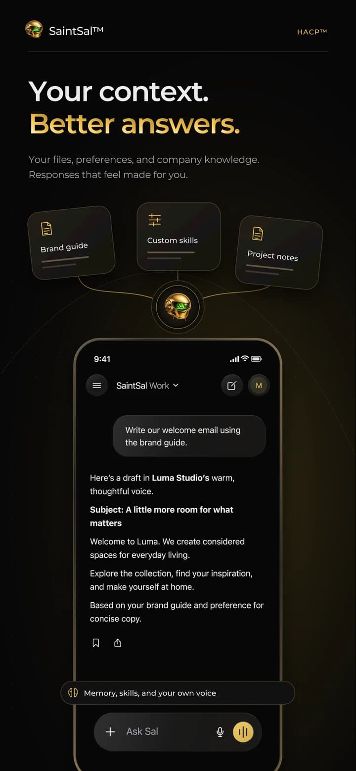 SaintSal on iPhone: Your context. Better answers.